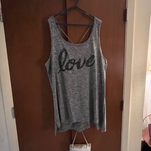 Love Grey Heather Plus Size torrid Size 4 Cross Back Tank Top Like New Condition